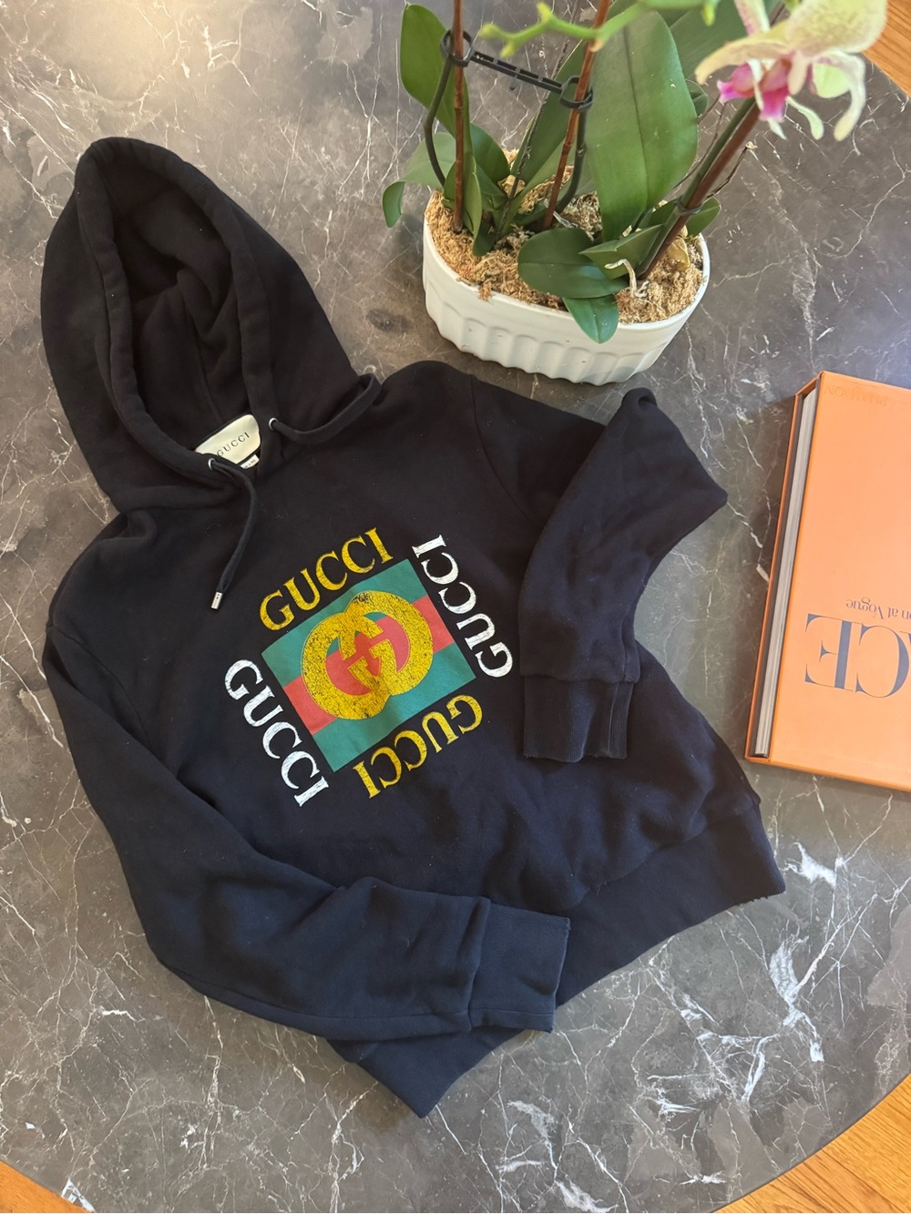 Gucci Black Hoodie with Multicolor Logo